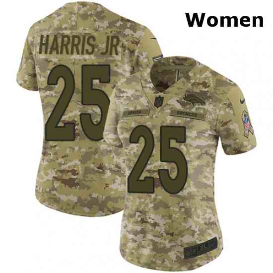 Womens Nike Denver Broncos 25 Chris Harris Jr Limited Camo 2018 Salute to Service NFL Jersey